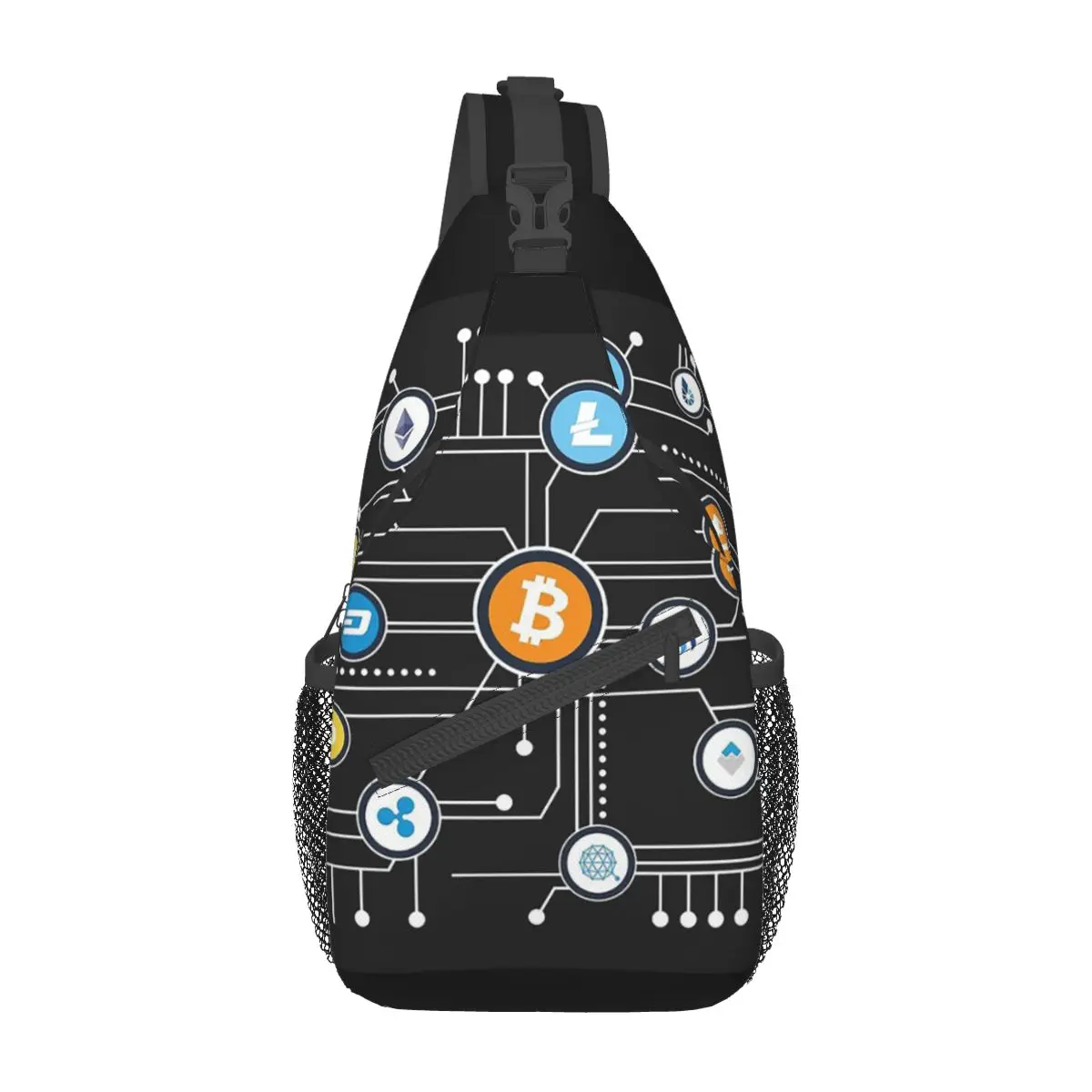 Cryptocurrency Bitcoin Crossbody Sling Bags Fashion Chest Bag Hodl Dogecoin Shoulder Backpack Daypack Travel Hiking Biking Bag