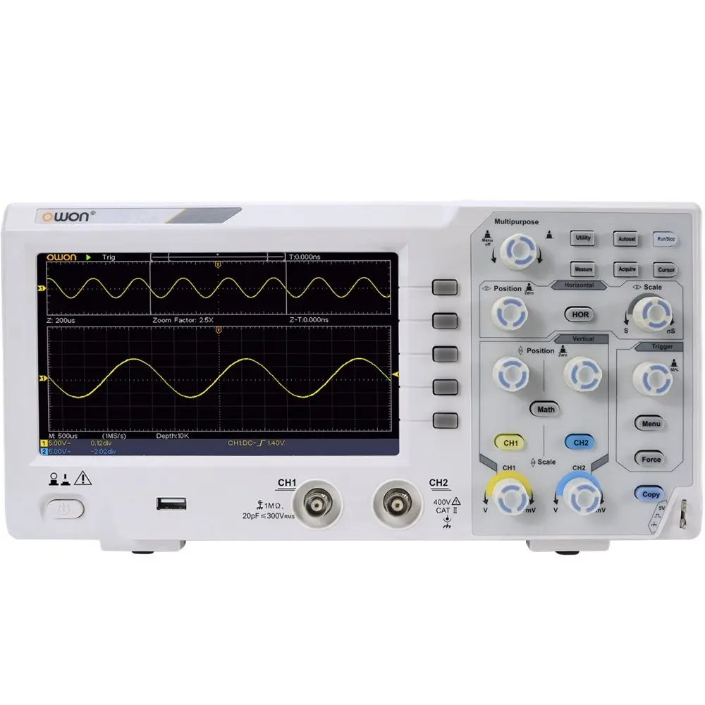 OWON SDS1102 Digital Storage Oscilloscope 100MHz 1GS/s 2 Channels