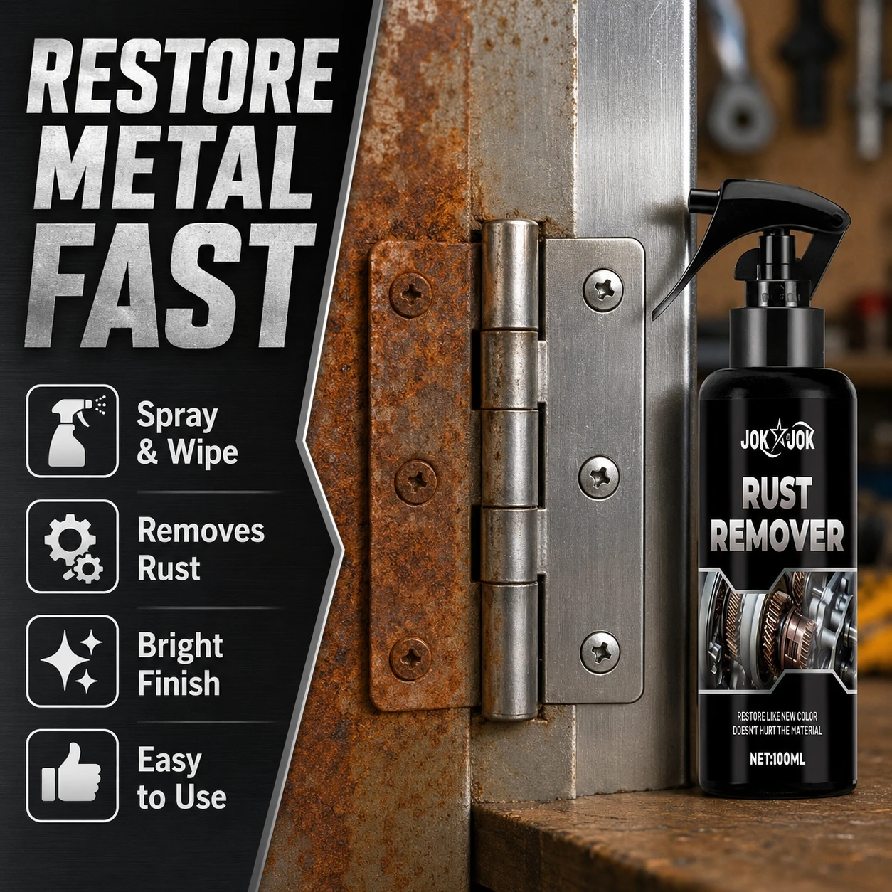 100mL Universal Rust Remover Revitalizing Spray for Car Wheels & Metal Surfaces Strong Decontamination Smooth & Reliable