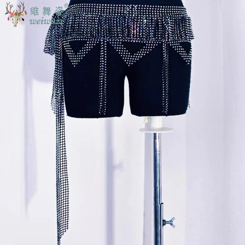 Ceinture de Performance de danse du ventre pour femmes, chaîne de taille avec pompon en diamant complet, accessoires de compétition de danse orientale pour adultes, nouvelle collection
