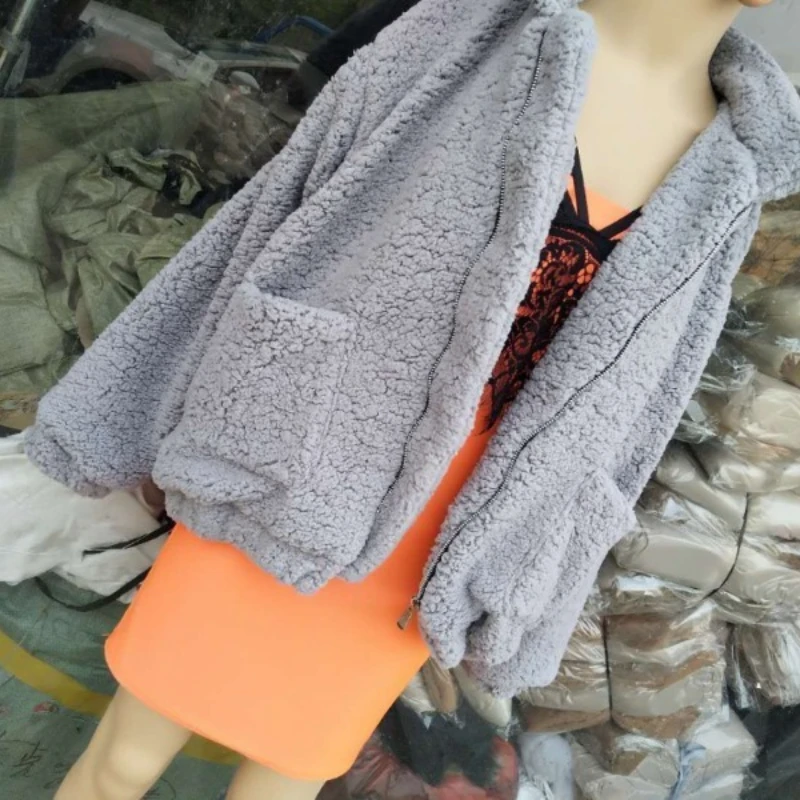 秋冬フェイクファーコート女性 2025 カーキカジュアル暖かいソフトジッパー毛皮ジャケット豪華なオーバーコートポケットテディコート女性ジャケット