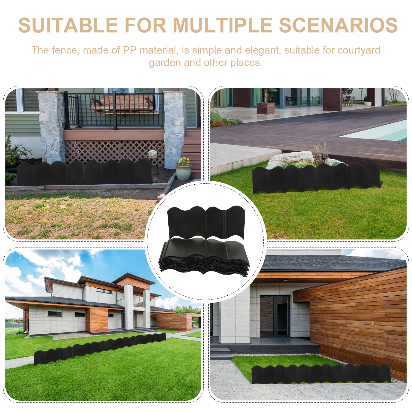 

Garden Plastic Fence Decorative Fence for Lawn Courtyard Edging Border Waterproof PP Fencing Panels Long-lasting Foldable