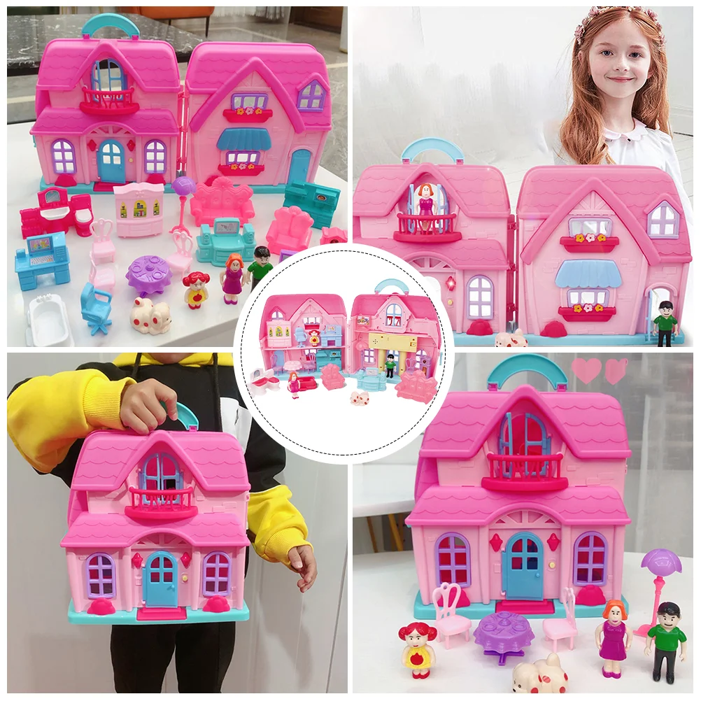 Caixa de armazenamento grandes bonecas brinquedo playset crianças playhouse brinquedos para meninas bebê com simulação luz diy kit plástico