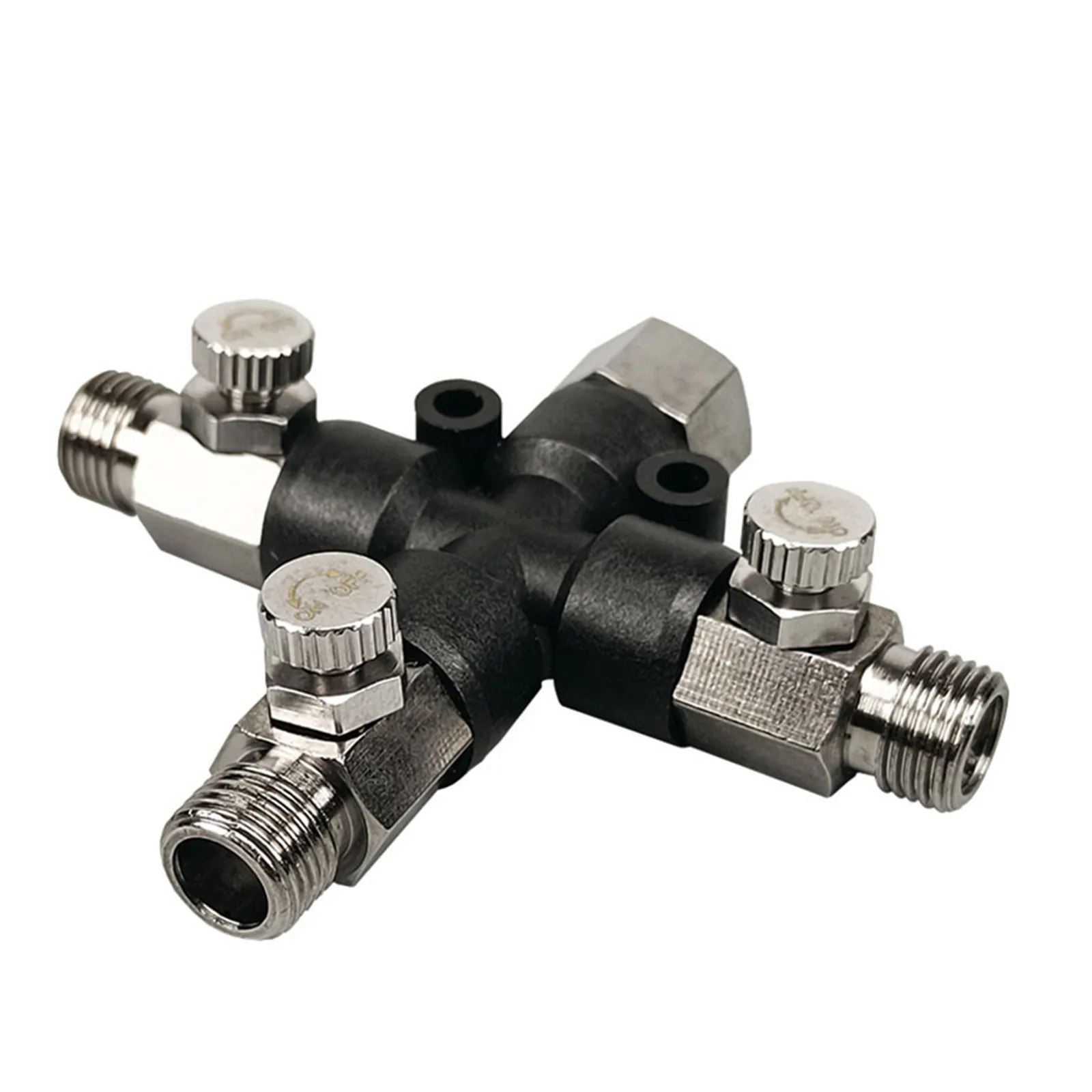 

3-Way Airbrush Hose Adapters Splitter Multi Use Fittings 1/8" with Adjust Knob Valve Air Hose Splitter Manifold Airbrush Parts