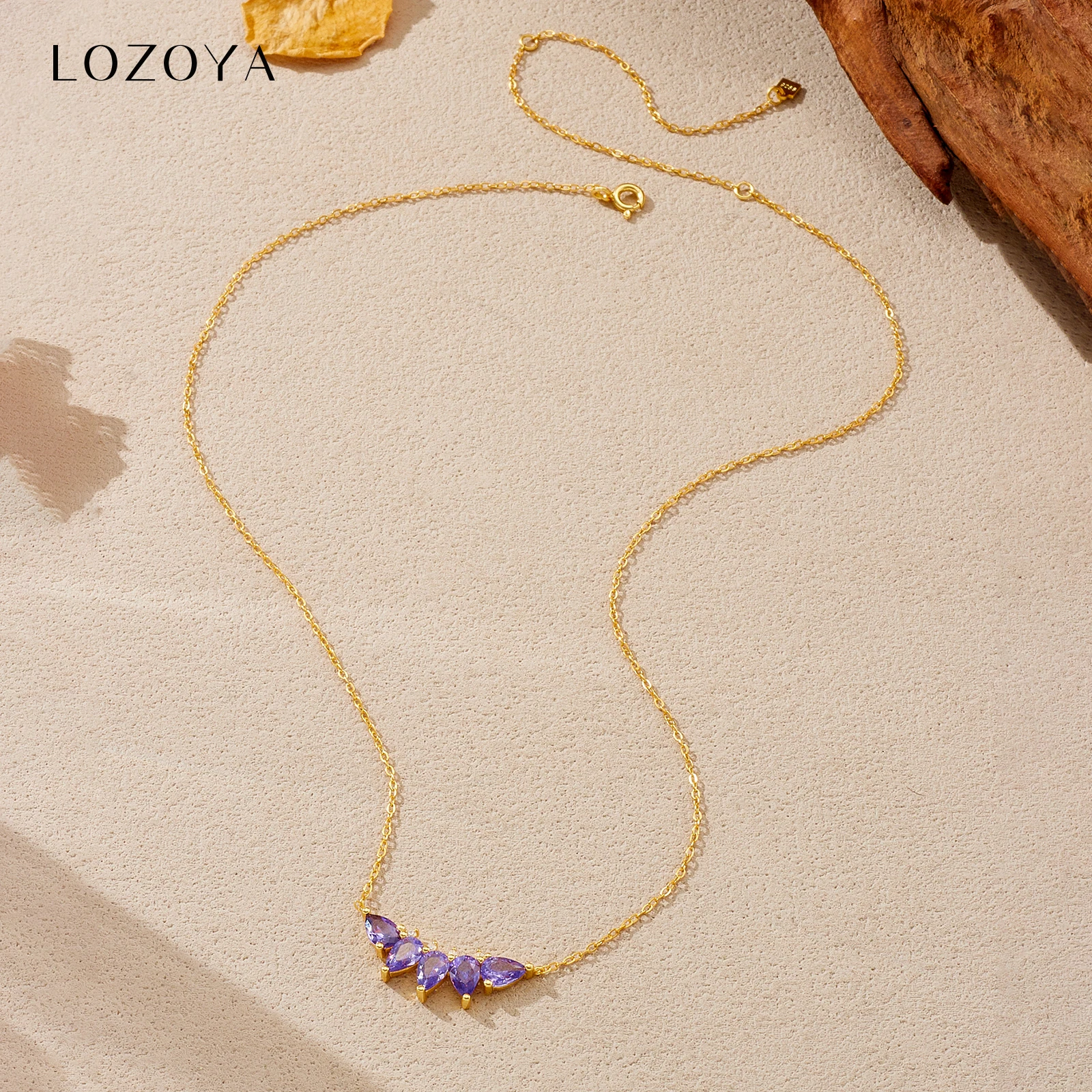 LOZOYA 925 Sterling Silver Purple Zircon Pear-Shaped Round CZ Long Necklace 2025 Luxury Wedding Anniversary Party Jewelry Gift