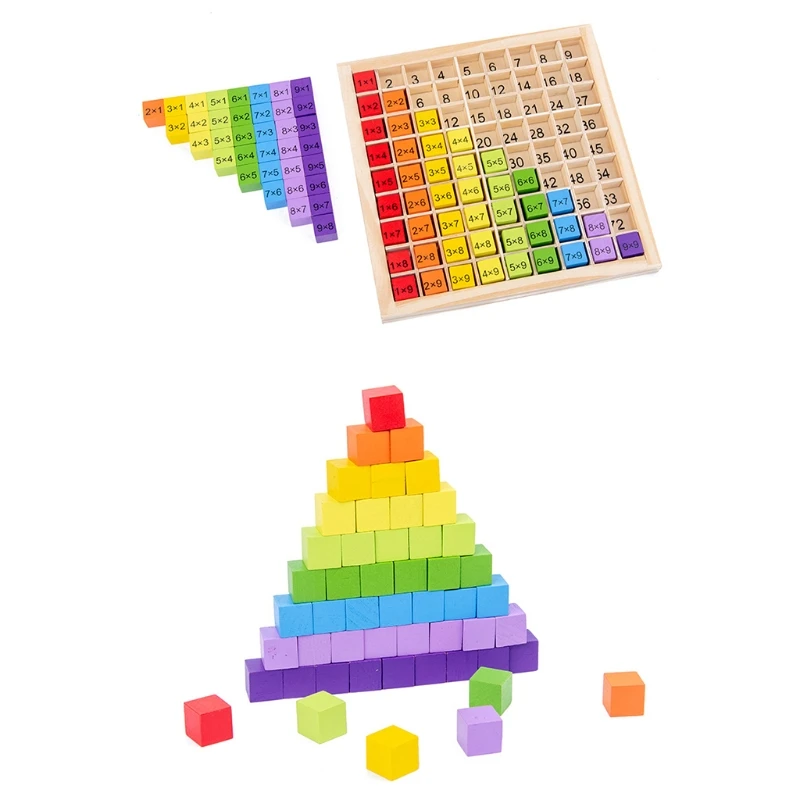 Montessori การศึกษาของเล่นไม้เด็กของเล่นเด็ก 99 สูตรคูณคณิตศาสตร์เลขคณิตสอน Aids