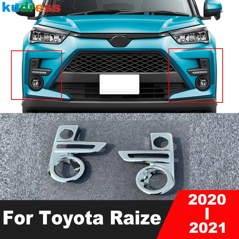 

Car Accessories For Toyota Raize 2020 2021 Chrome Front Fog Ligt Lamp Cover Trim Head Foglight Eyebrow Eyelid Frome Trims