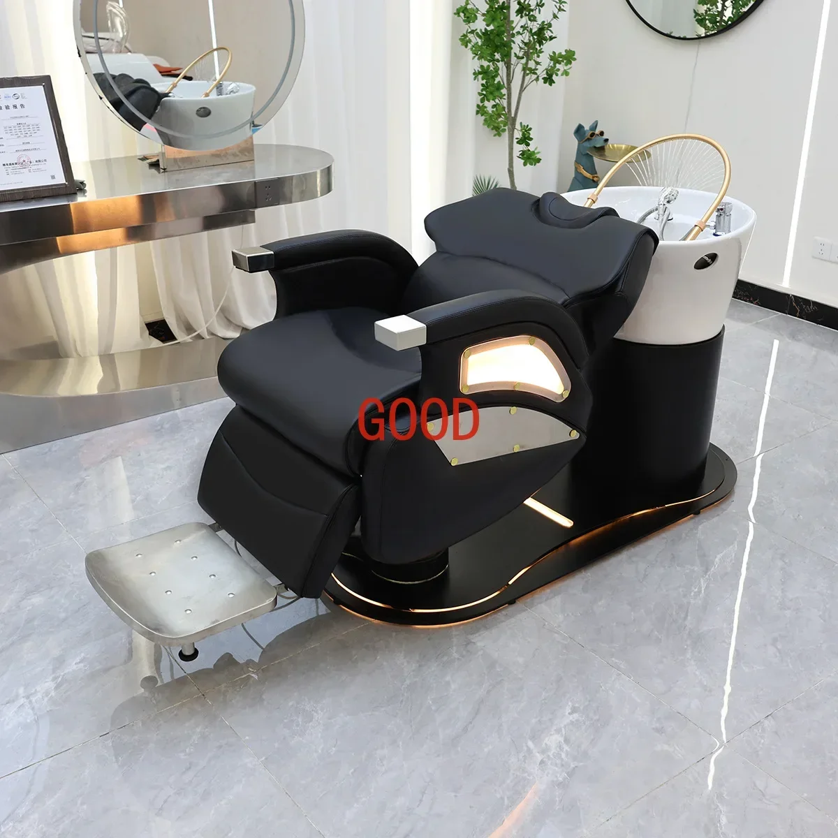 Europe and the United States hot hair treatment chair half lying shampoo bed
