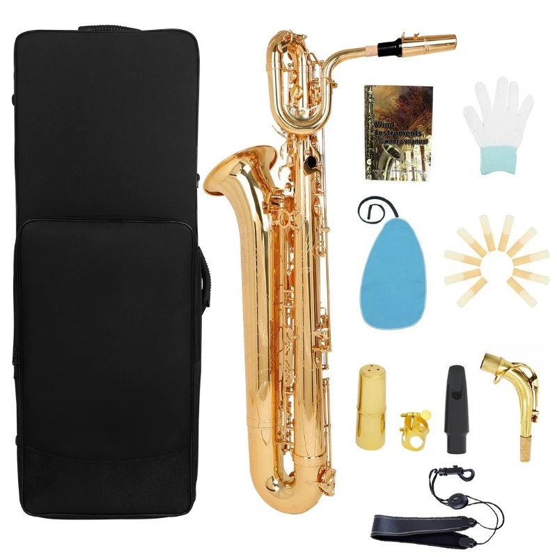 

Bass saxophone E-flat color palette hand-carved white shell keys saxophone wind instrument