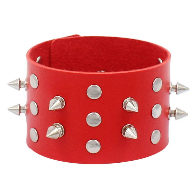 Pulsera de cuero sintético con tachuelas para hombre y mujer, brazalete gótico, pulsera de Rock, joyería Punk, moda caliente