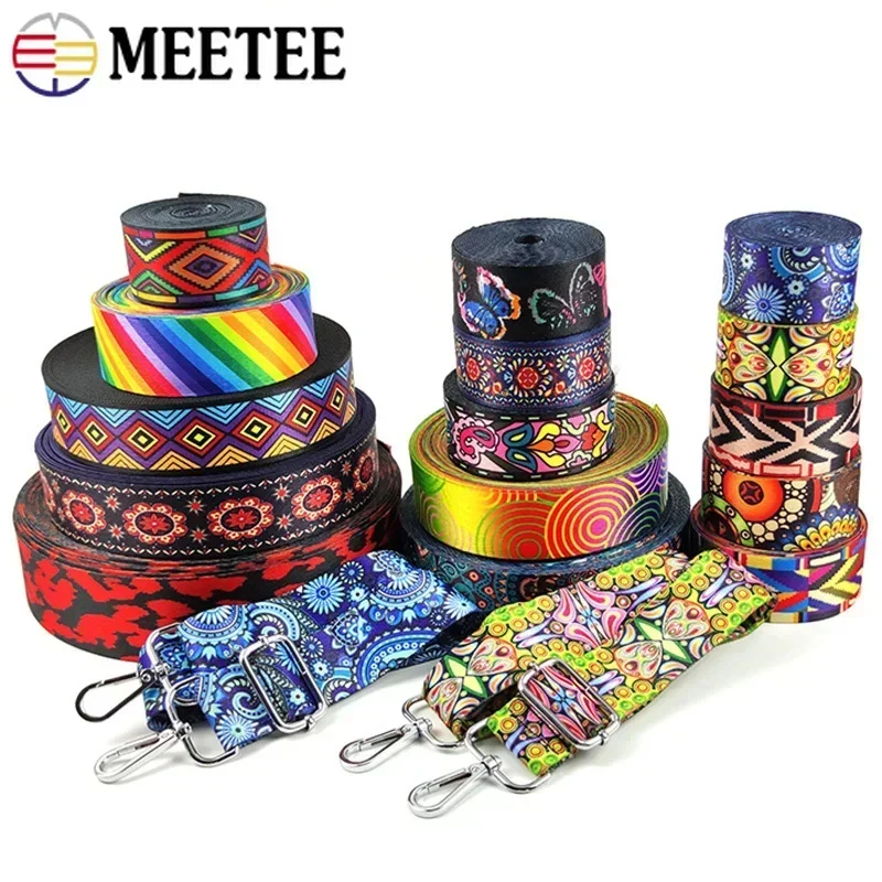 38/50mm Meetee Ethnic Jacquard Webbing Print Nylon Ribbon Bag Strap Tape Belt Sling Clothing Decoration Band Sewing Accessories