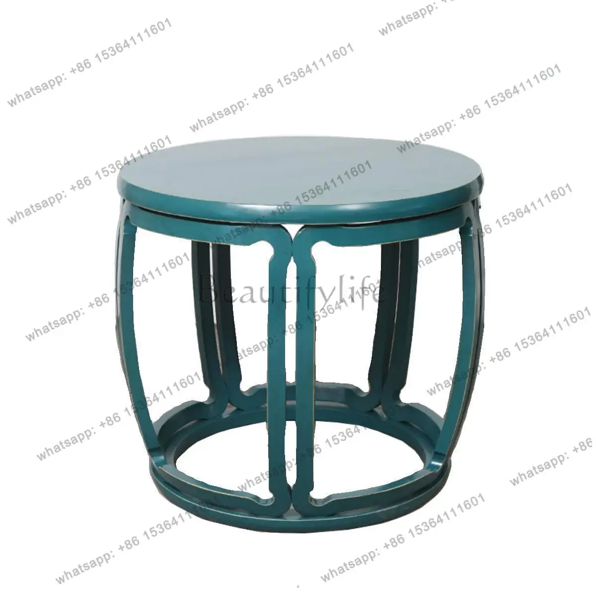 New Chinese-style all-solid wood painted furniture round table Chinese round drum round dining table and chairs