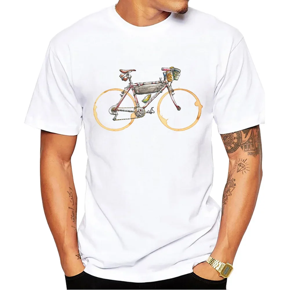 Mountain Bike Men T Shirts Old Bicycle Male Casual Tee TEEHUB Vintage Bike Packing Men's Tops Ride Gravel Print T-Shirt harajuku