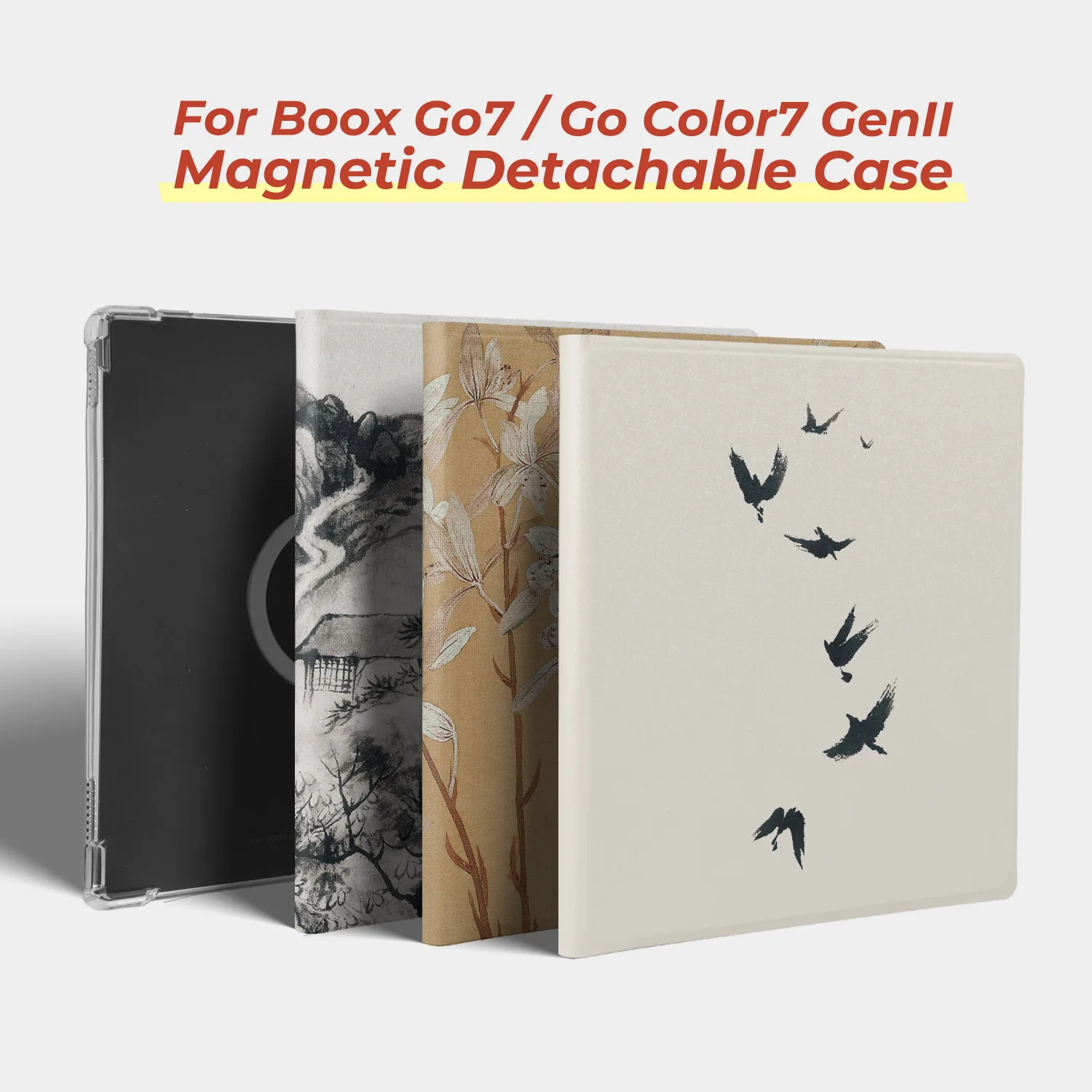 twosheep Abnehmbare magnetische Hülle im chinesischen Stil, geeignet für Boox Go7 Go Color7 GenII GenI Leaf3 Leaf3c Leaf2 7 Zoll, mit automatischer Schlaf-Funktion – Detail 1