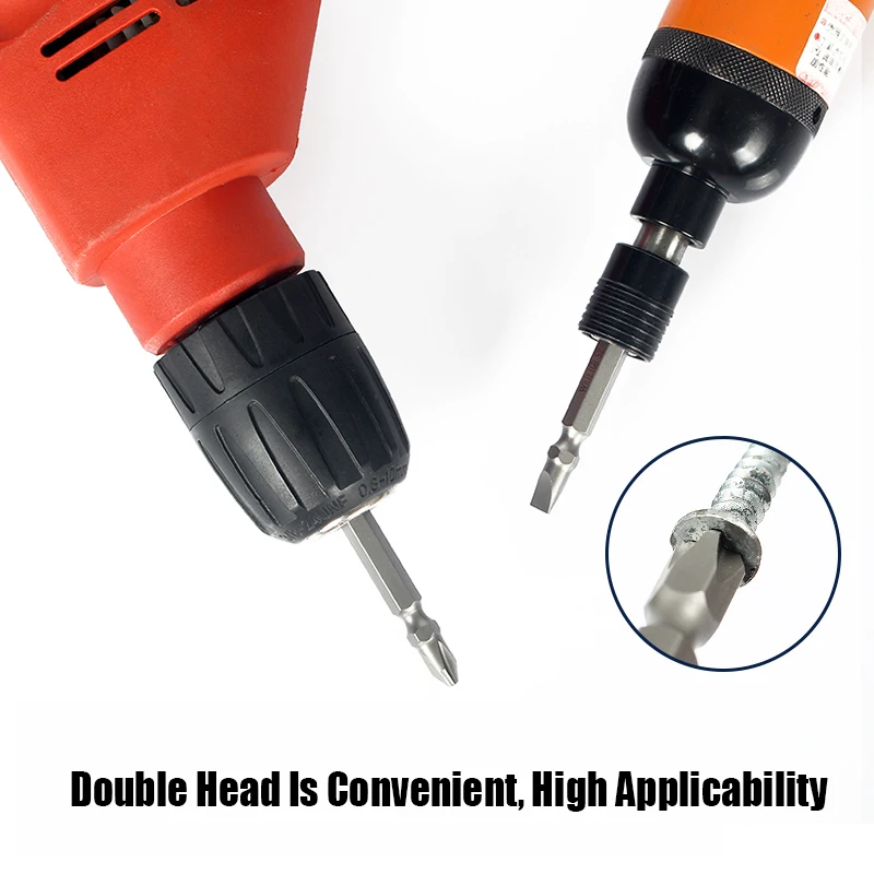 50mm-200mm Double Ended Electric Screwdriver Bit Magnetic Slotted 6mm Cross PH2 Double Head Batch Head Impact Electric Driver