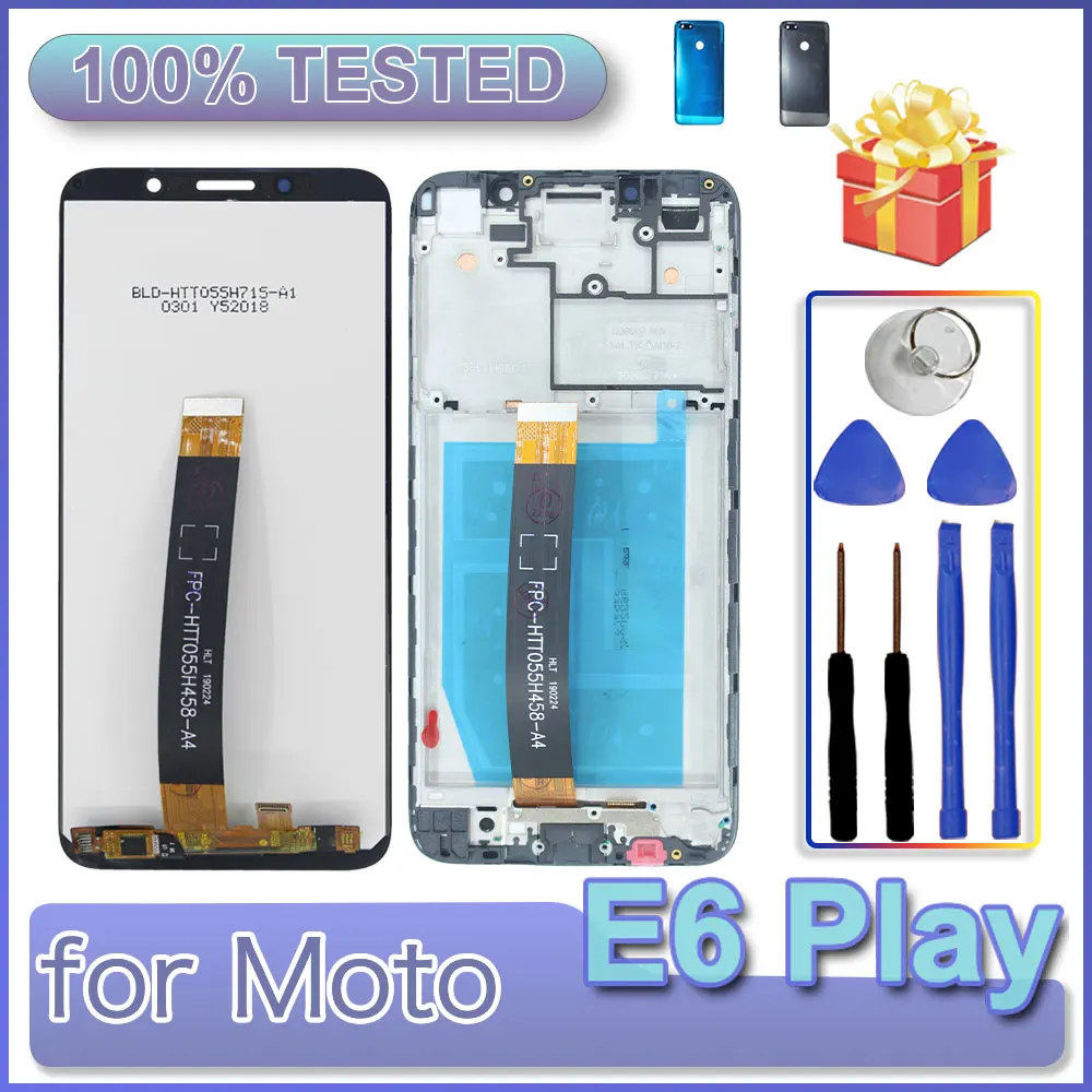 Pantalla LCD de Repuesto para Motorola Moto E6 Play XT2029 XT2029-1, Pantalla Táctil con Marco para Motorola Moto E6 Play