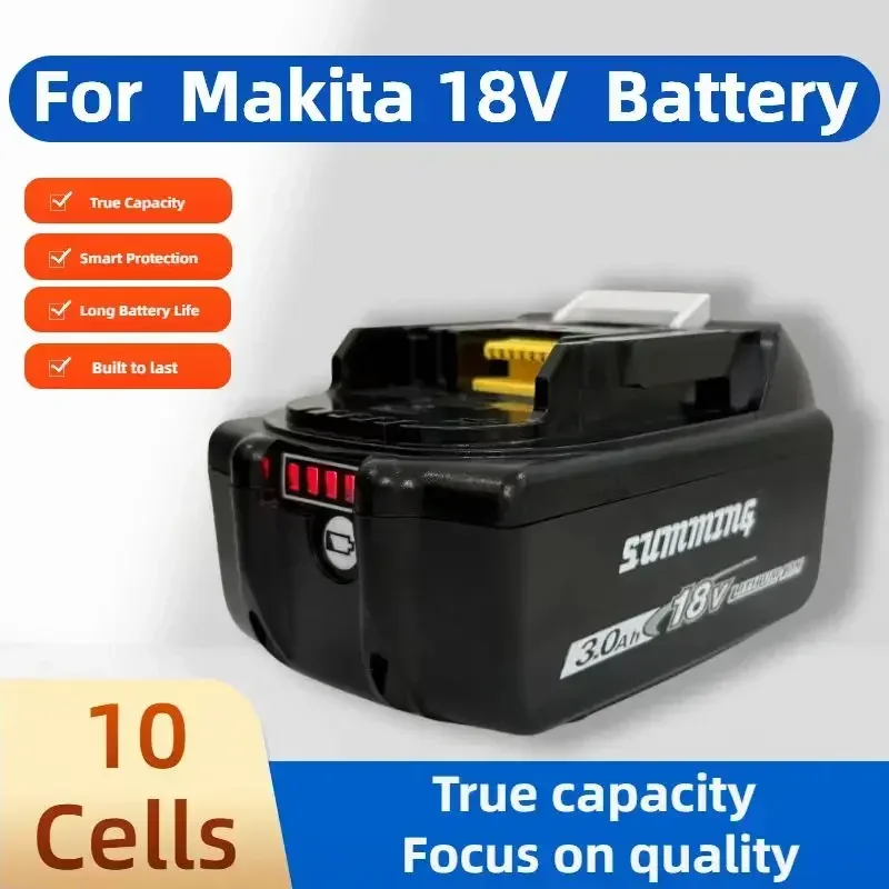 Original 18V 5.0Ah battery rechargeable 18V lithium battery suitable for Makita BL1830 BL1840 BL1850 BL1860B, with 18V-3Acharger