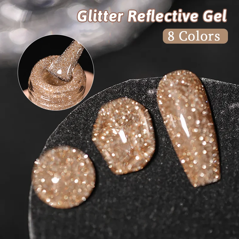 UR SUGAR 15ml Reflective Gold Silver Gel Nail Polish Sparkling Glitter Dark Flashy Semi Permanent Gel Soak Off UV Led Gel Varnis