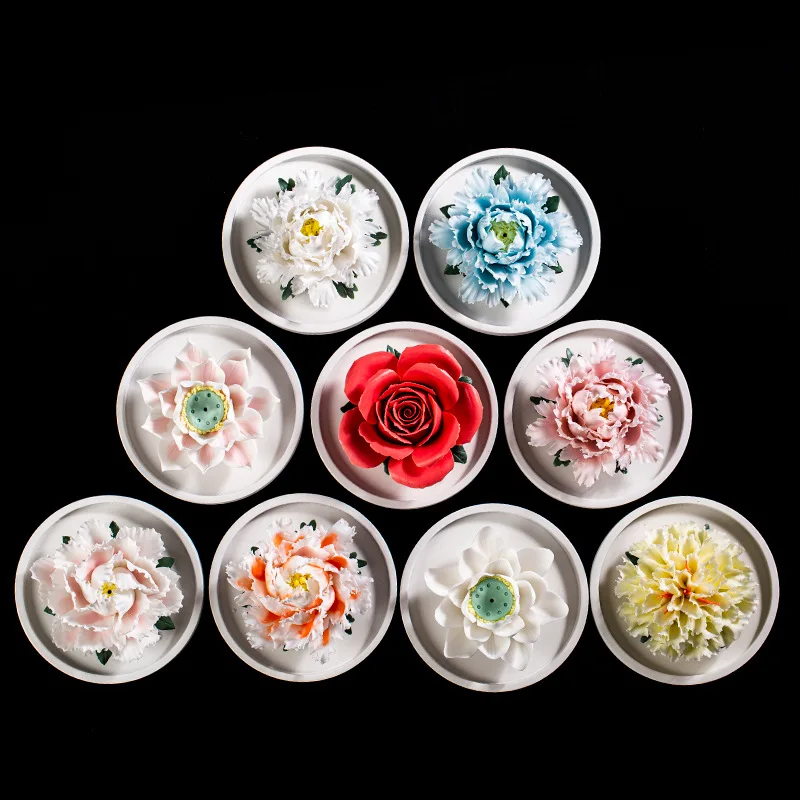 Ceramic handmade peony flower aromatherapy wedding gift porcelain flower handicraft gift