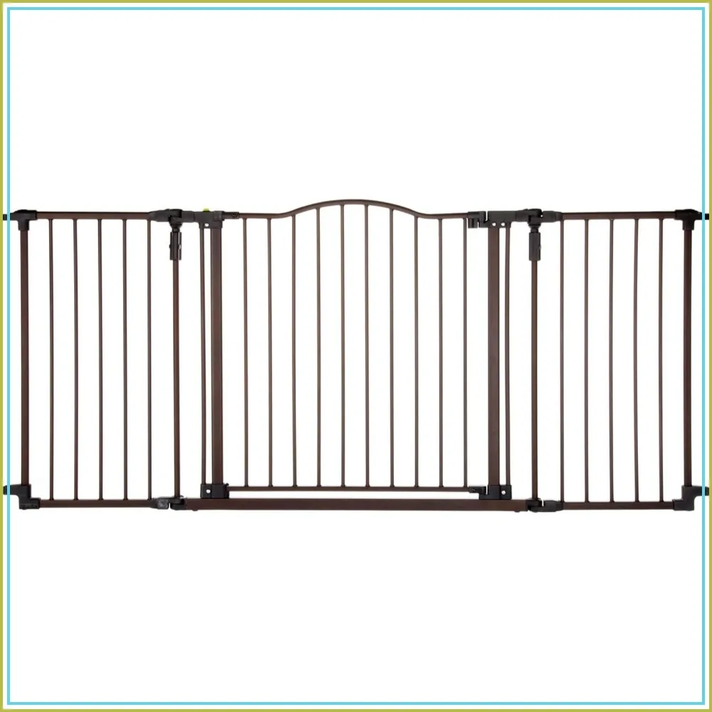 Extra Wide Metal Safety Gate Hardware Mounted Adjustable 38.3 to 72 in Wide 30 in Tall Matte Bronze