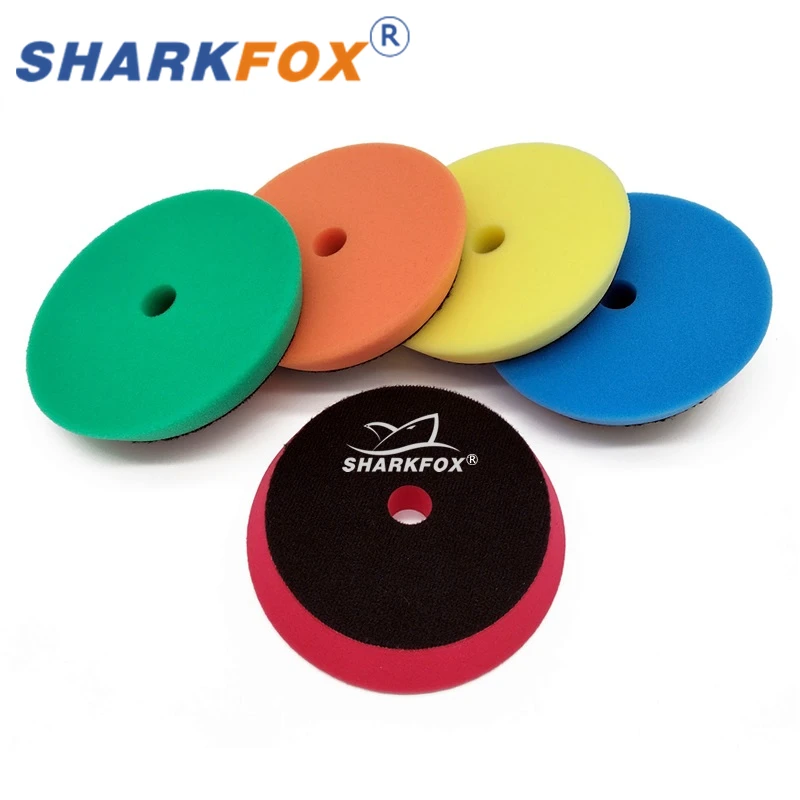 Sharkfox-esponja pulidora para coche, almohadillas de encerado, Kit de pulido para barco y coche, rueda pulidora, elimina arañazos, 5/6 pulgadas