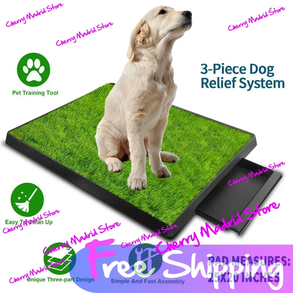 Pet Toilet Litter Box Pad Dog Poop Toilet Mat Potty 3 Layer Training Grass Mesh Tray Dogs Indoor Outdoor Puppy Pee Potty Tray