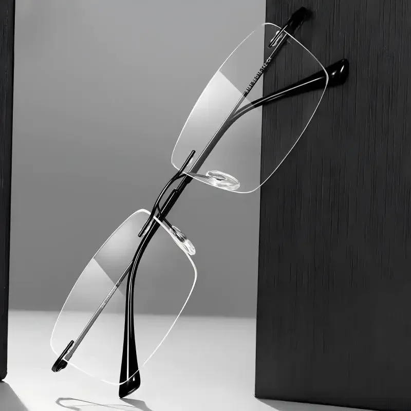 High Quality Titanium  Rimless Optical Frame Pliable Memory Bendable Rimless Glasses for Men and Women Classic Hot