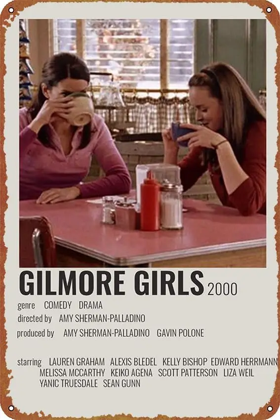 TV Series Gilmore Girls 90s Vintage Posters Metal Sign for Cafe Bar Pub Office Garage Home Wall Decor Gift Vintage Tin Sign 12 X