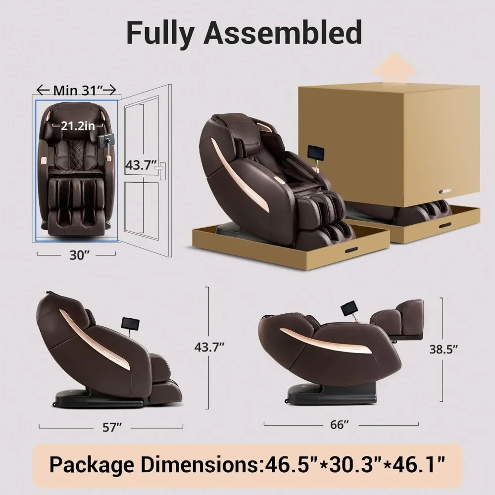 Massage Chair with Lumbar and Calf Heating, Full Body Zero Gravity SL-Track Shiatsu Massage Chair Recliner, Thai Stretch