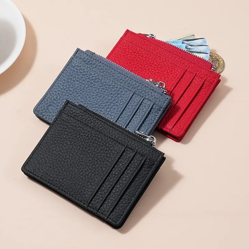 

Mini Credit Card Wallet Id Card Holder Purse Men's Small Money Coin Wallet Thin Sleeve Zipper Short Coin Wallet Case