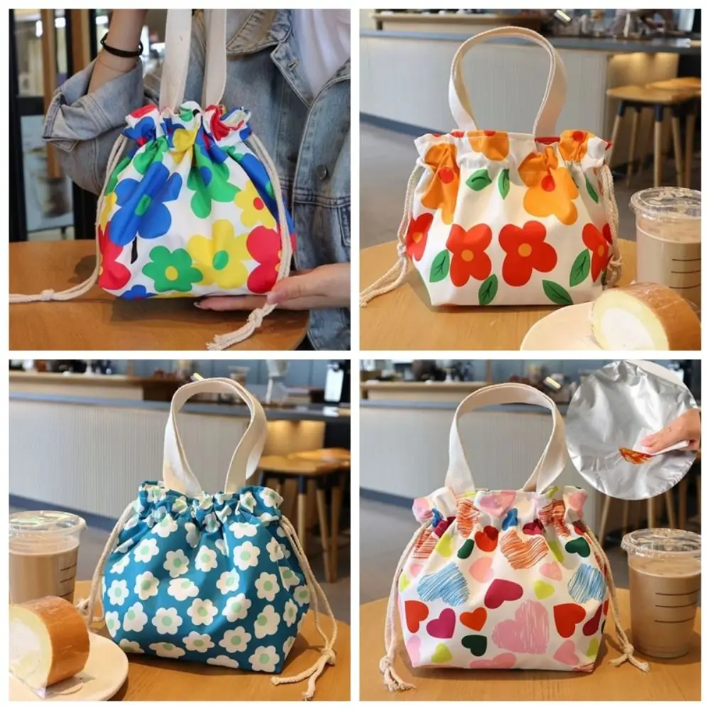 New Handbag Lunch Bag Thermal Cartoon Thickened Thermal Insulation Bag Large Capacity Drawstring Bag