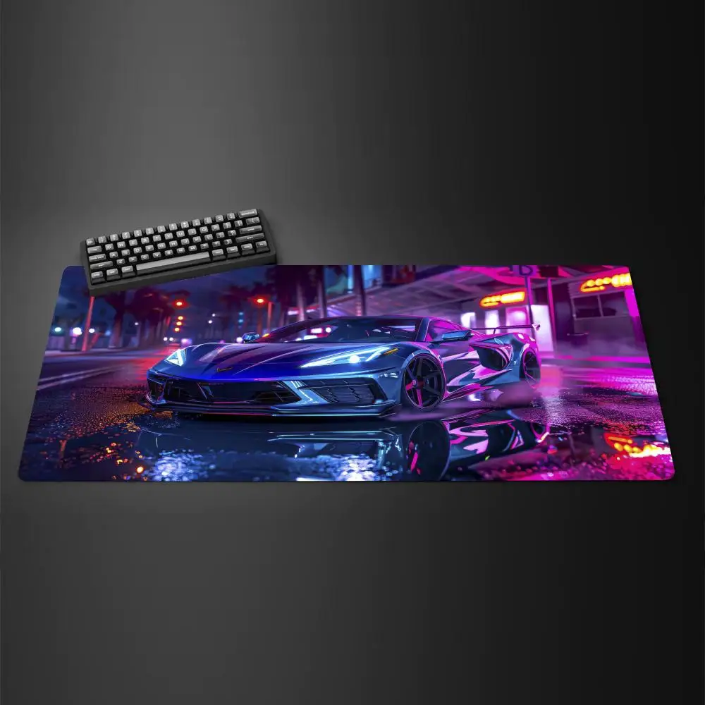 

City Surge Neon Car Design Mouse Pad Rubber Base Large Game Mousepad Computer Laptop Keyboard Mat Accessories Offices Decor Mats