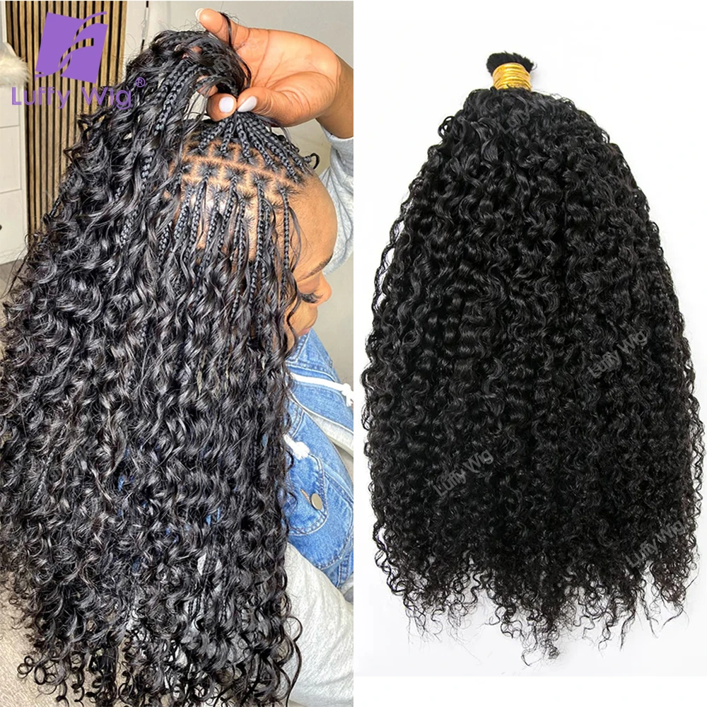 

Kinky Curly Bulk Human Hair For Braiding Double Drawn No Weft Bundles Remy Hair Extensions Boho Knotless Braids Wholesale