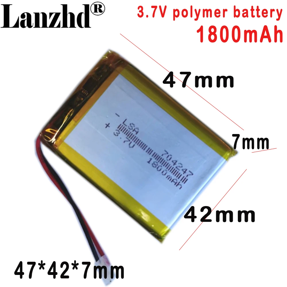 704247 3.7V  Li Polymer Lithium Battery 1800MAH For monitoring device GPS navigation Smart Camera LED light