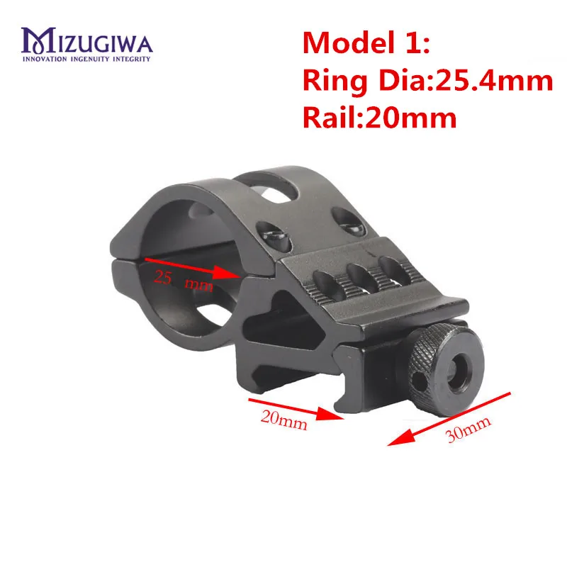 45 Degress Offset Rifle Flashlight Torch Laser Mount 19.5mm / 25.4mm / 30mm Ring Picatinny Rail 20mm Weaver Rifle Sight Pistol