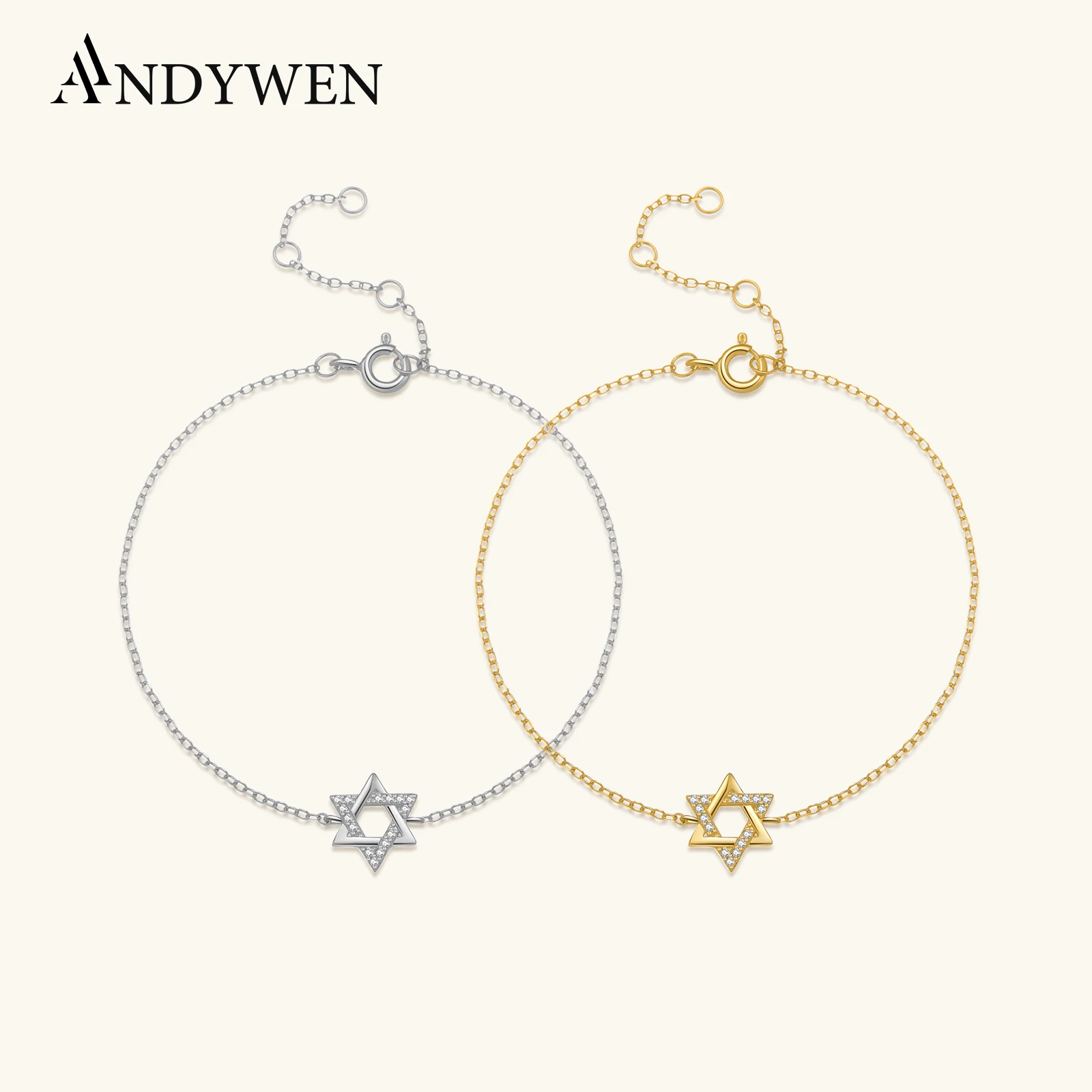 

ANDYWEN Women 100% 925 Sterling Silver Star Of David Bracelet 2024 Wedding Anniversary Fine Luxury Fashion Jewelry