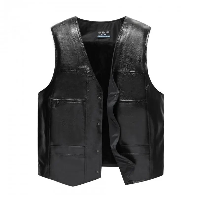 

More Men's Pu Leather Vest Fashion V-Neck Warm Vest