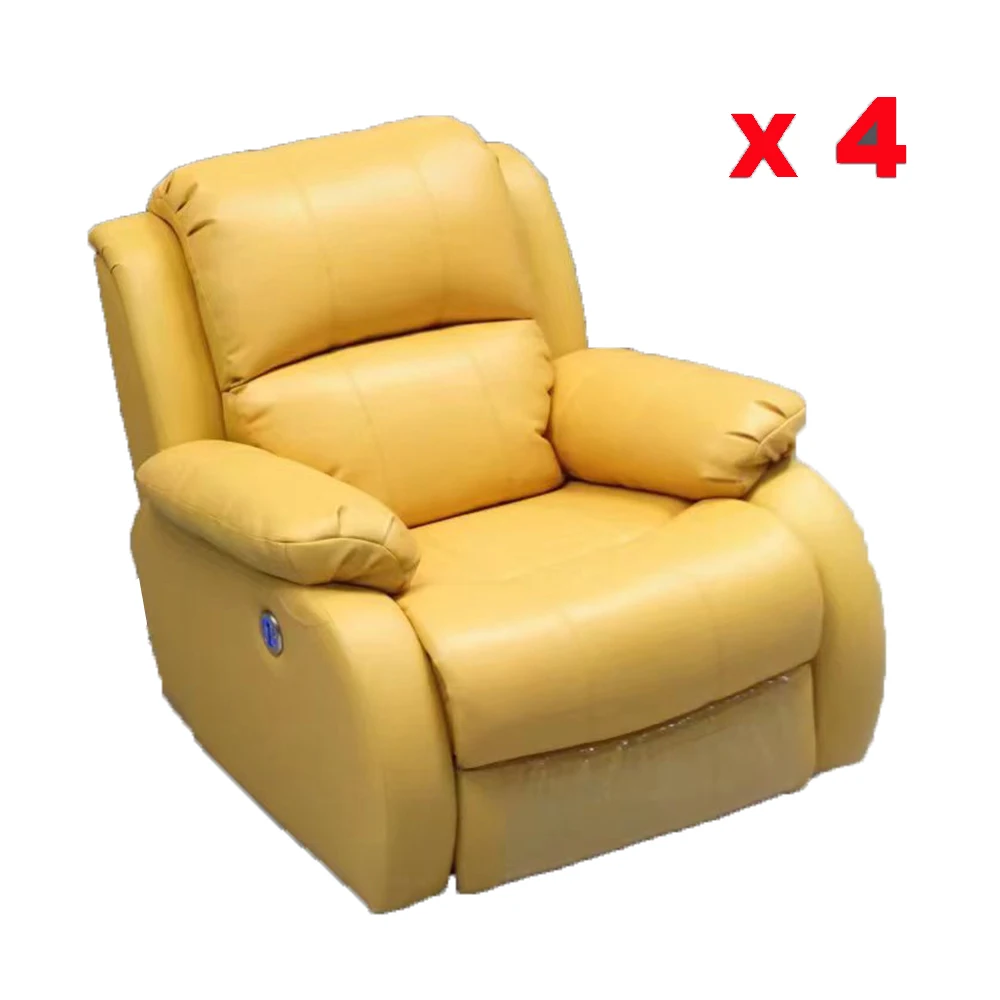 Linlamlim 4 Electric Reclining Armchair Genuine Leather Recliner Chair with Power Function Living Room Chairs Theater Furniture