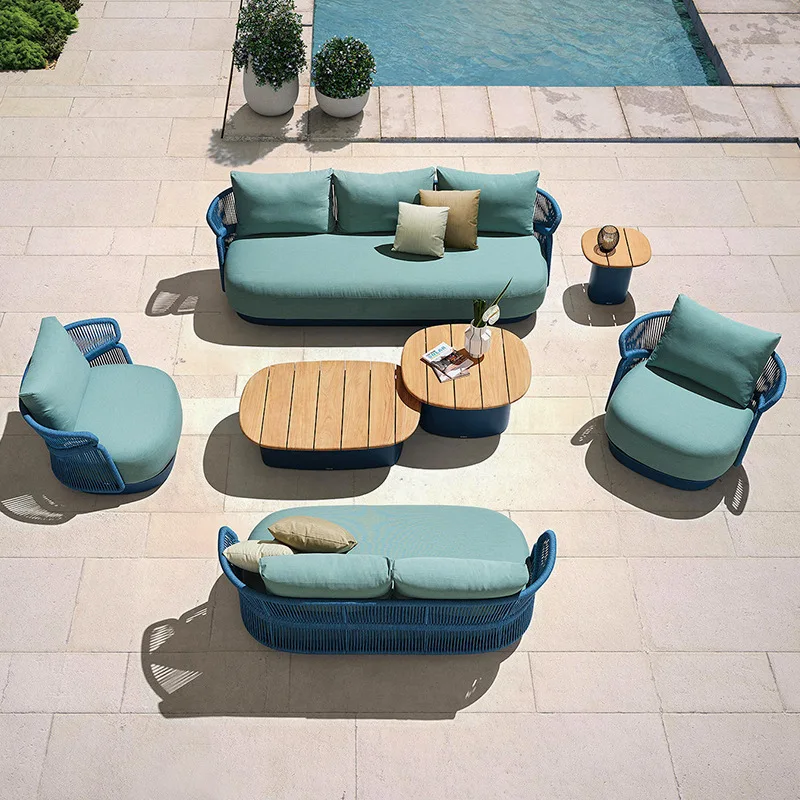 

qw-Outdoor Garden Sofa Courtyard Terrace Villa Outdoor Outdoor Waterproof Sun protection Casual Homestay Rattan Chair Sofa%