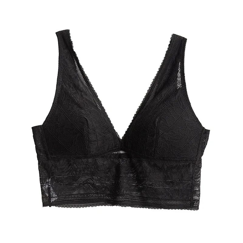 Lace Woman Bras Sexy and Comfortable No Steel Rings Lingerie Top High Quality Mulberry Silk Push Up Breathable Vest Underwear