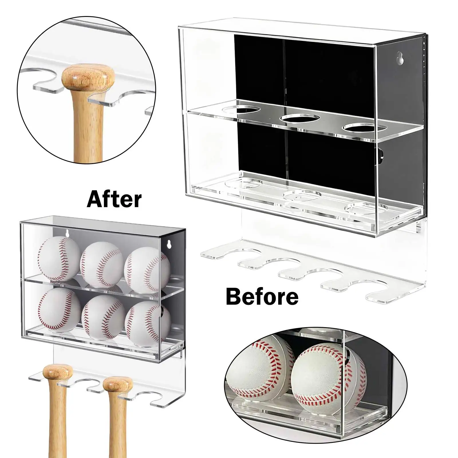 

Baseball Display Case Wall Mounted Versatile Living Room Dustproof Home Storage Box Memorabilia Case Baseball Holder Display Box