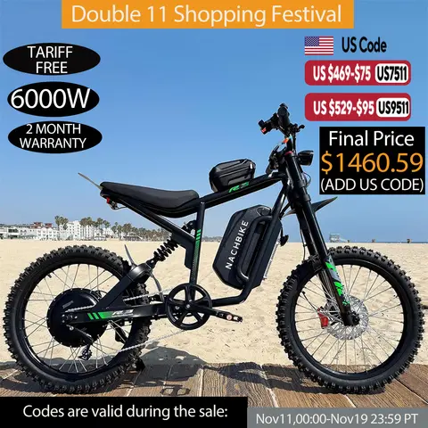 Bicicleta elétrica 2025 50MPH 6000W Bicicleta elétrica da sujeira com bateria 60V25Ah Max 50 milhas Freio hidráulico duplo Suspensões completas E-Bike