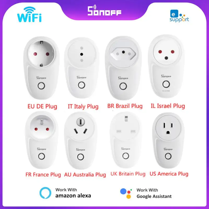 Sonoff S26R2 Wifi Smart Socket DE/BR/FR/IL/US Smart Plug Module Remote Control Via Ewelink APP, Work With Alexa Google Home