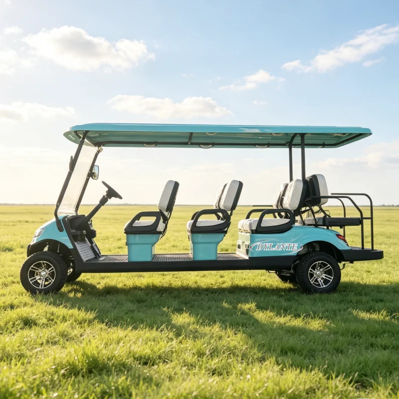 Golf Cart Electric 6 8 10 Person Buggy Reinforced Frame Front Windshield High Torque AC Motor Big All Terrain Tyres