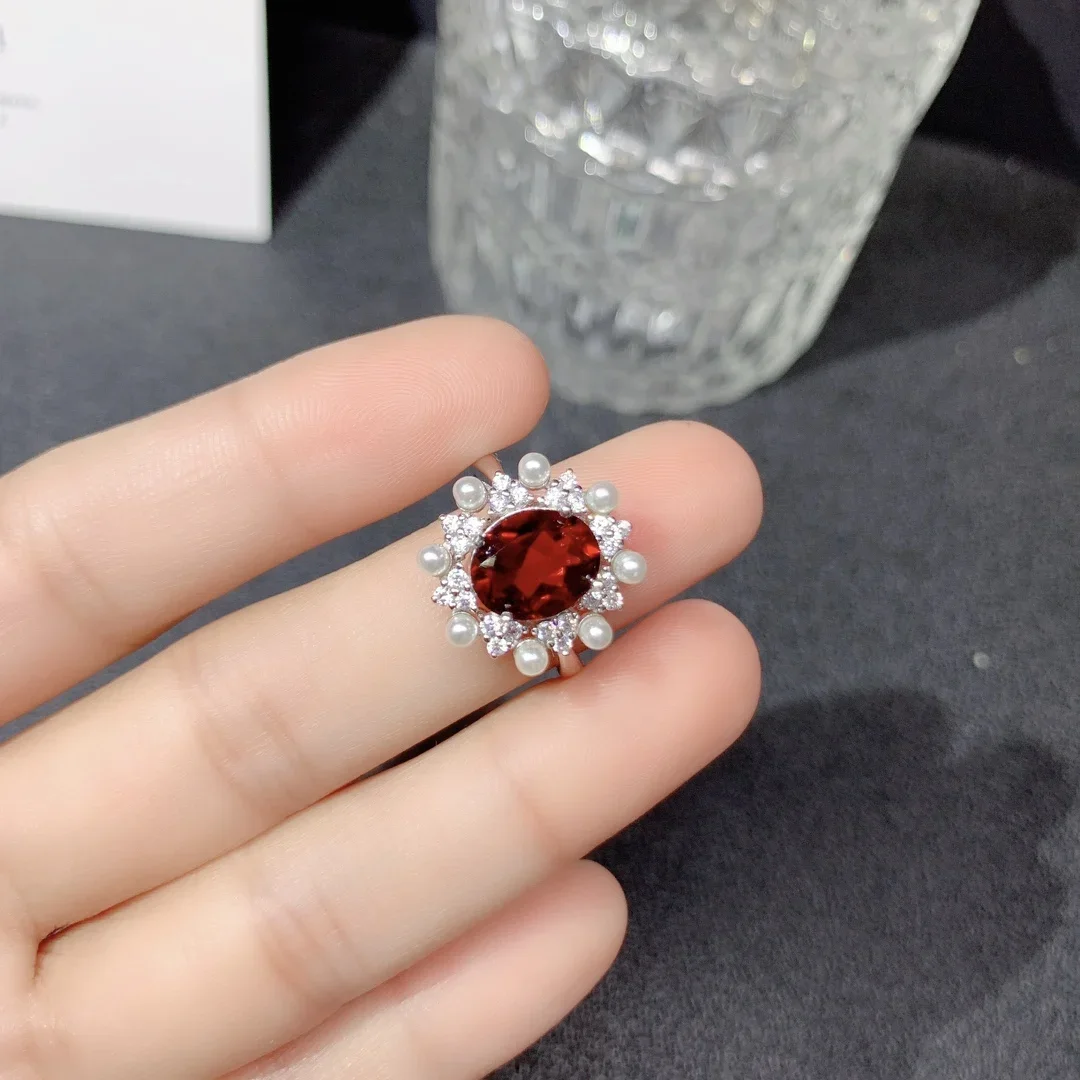 

Ladies Sterling Silver 925 Jewelry Wholesale Natural Garnet Jewelry Set Free Shipping Christmas Set Elegant Ladies Set Boutique