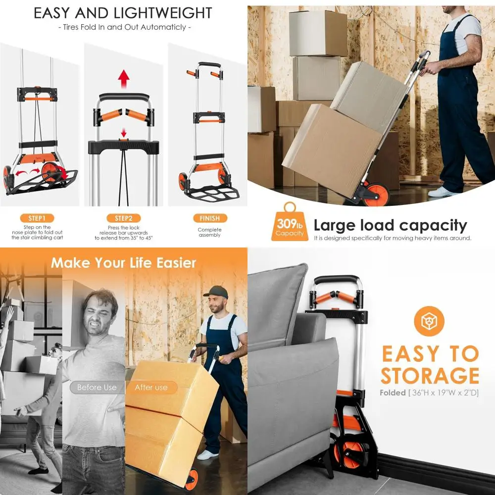 

Heavy-Duty 309 lbs Capacity Swivel Cart with Elastic Cord, 7-Inch Wheels for Moving, Storage, and Shopping