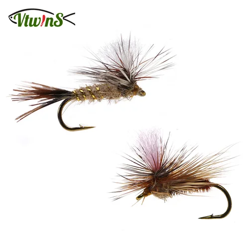 Vtwins-señuelo de pesca con mosca seca, señuelo de trucha arcoíris, Quintessential Caddis, 14 #