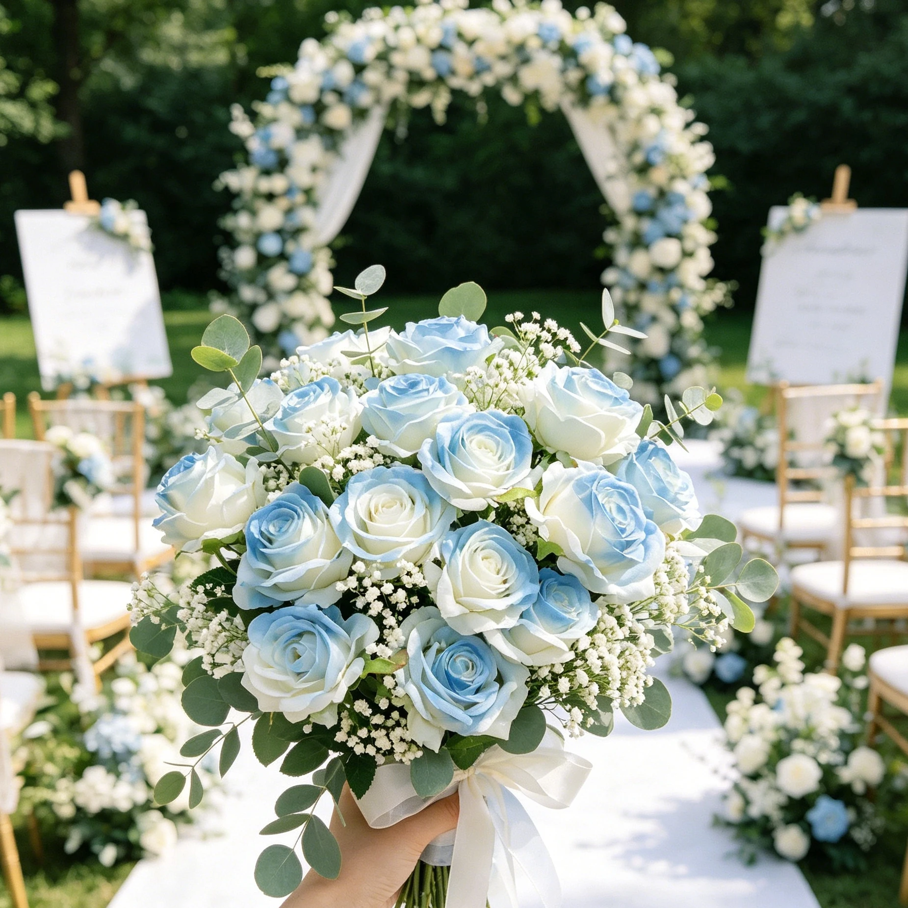 10Pcs Artificial Flowers Blue Rose Festival Silk Bridal Bouquet Wedding Wreath Home Room Outdoor Decor DIY Handheld Flower Gifts