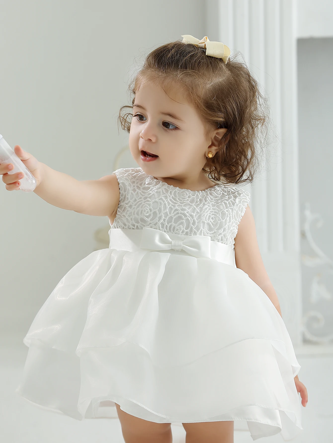 Baby Girls Dress Christening Baptism Party Formal Baby Dress Customer Design Communion Dress Gray Lace Weeding Party