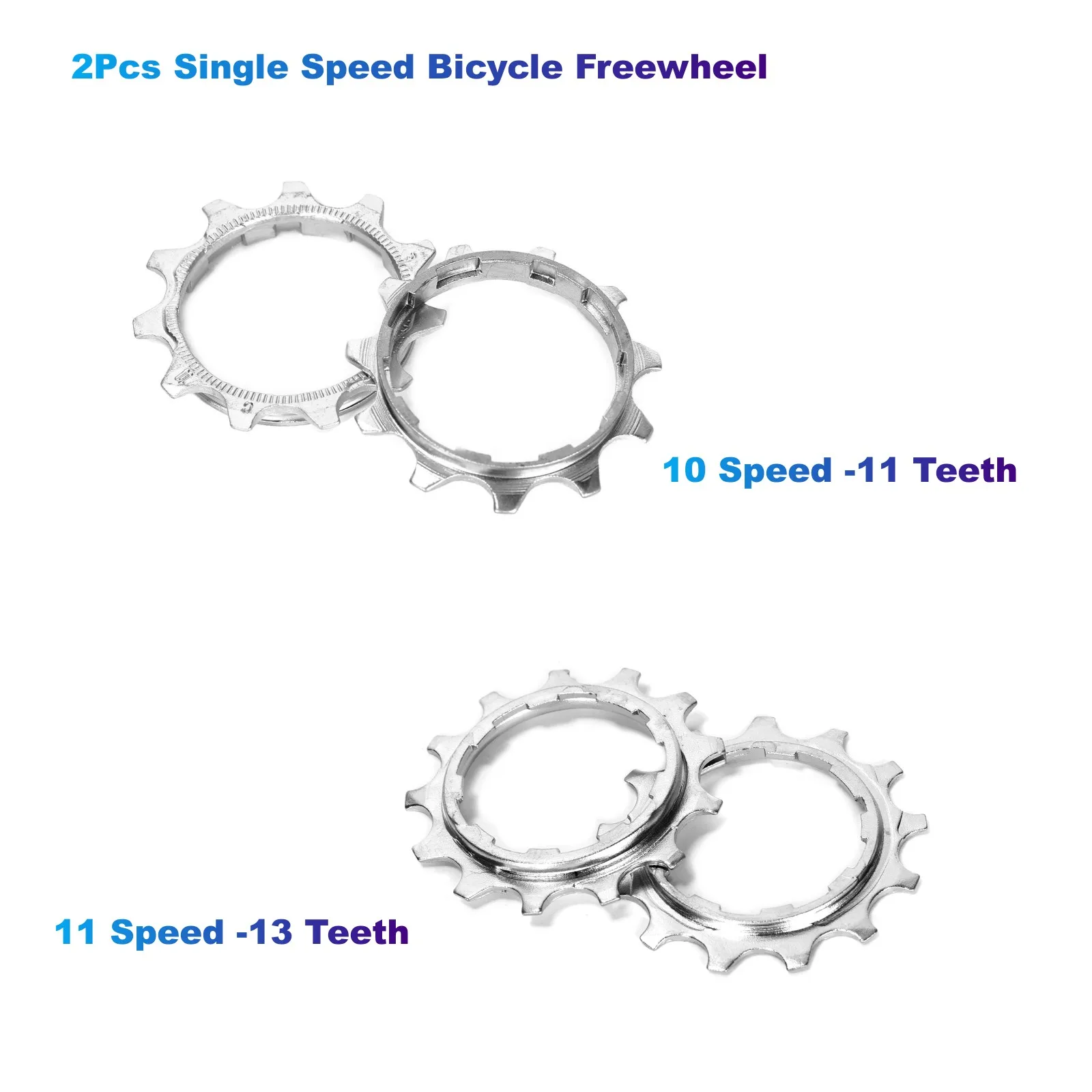 2PCS Single Speed Bicycle Freewheel 10 Speed -11 Teeth / 11 Speed -13 Teeth, Silver